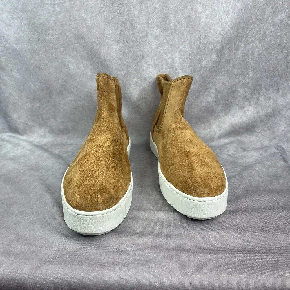 Vince Warren Suede Shearling Water Repellent High Top Slip-On Booties Tan Sz 11